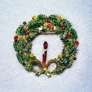 Vintage Christmas Wreath Brooch